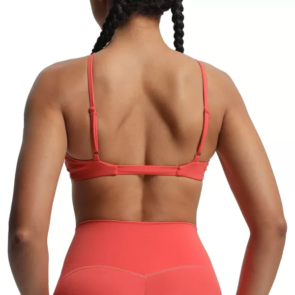 imageAoxjox Womens Workout Sports Bras Fitness Adjusted Backless Padded Ariel Halter Bra Yoga Crop Tank TopSpiced Coral