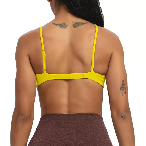 imageAoxjox Womens Workout Sports Bras Fitness Adjusted Backless Padded Ariel Halter Bra Yoga Crop Tank TopVibrant Yellow