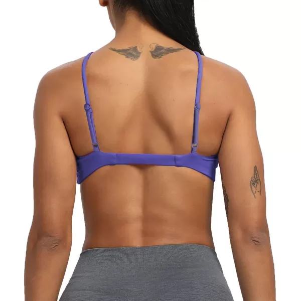 imageAoxjox Womens Workout Sports Bras Fitness Adjusted Backless Padded Ariel Halter Bra Yoga Crop Tank TopViolet
