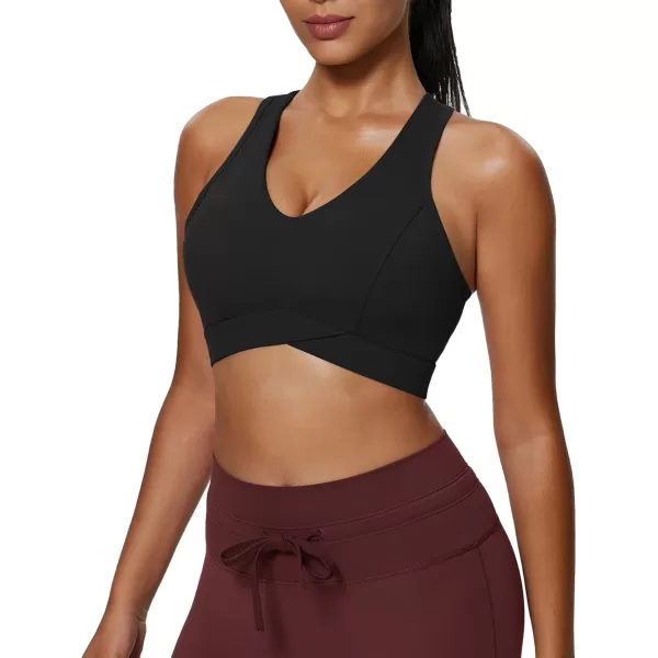 imageAoxjox Womens Workout Sports Bras Fitness Backless Padded Training Gym Bra Yoga Crop Tank TopBlack
