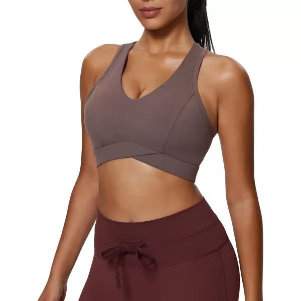 imageAoxjox Womens Workout Sports Bras Fitness Backless Padded Training Gym Bra Yoga Crop Tank TopFudge Coffee