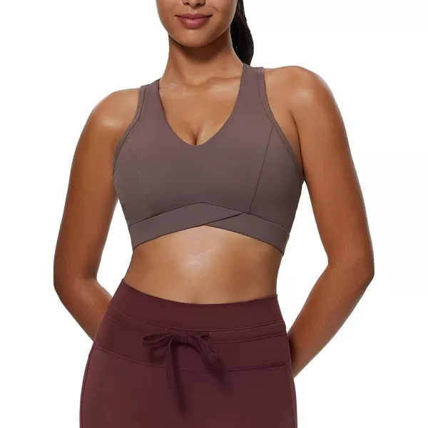 imageAoxjox Womens Workout Sports Bras Fitness Backless Padded Training Gym Bra Yoga Crop Tank TopFudge Coffee
