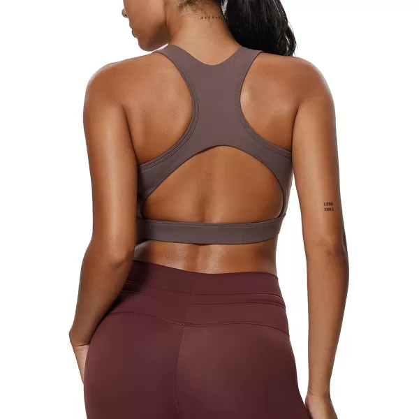 imageAoxjox Womens Workout Sports Bras Fitness Backless Padded Training Gym Bra Yoga Crop Tank TopFudge Coffee
