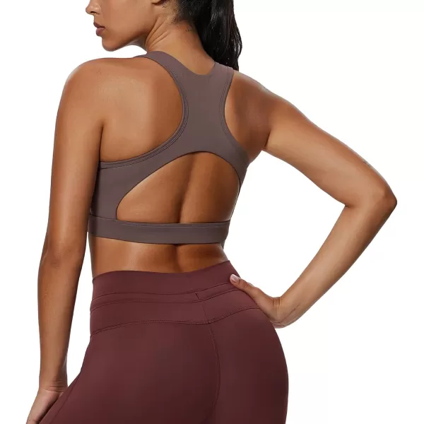 imageAoxjox Womens Workout Sports Bras Fitness Backless Padded Training Gym Bra Yoga Crop Tank TopFudge Coffee