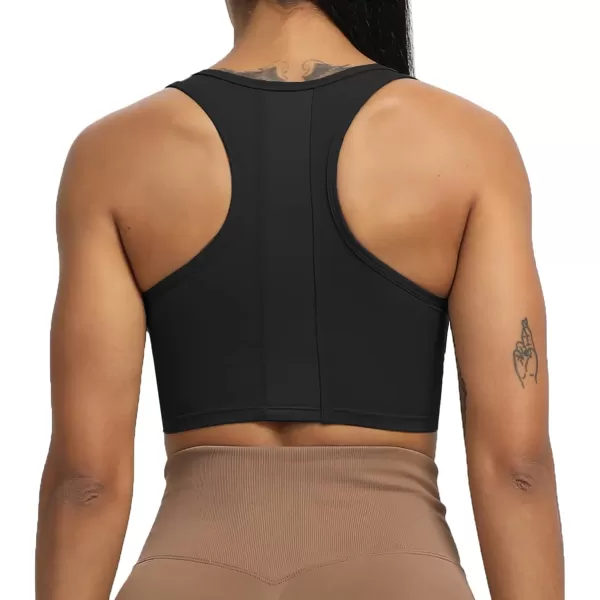 imageAoxjox Womens Workout Sports Bras Fitness Backless Viviana Padded Mesh Bra Yoga Crop Tank TopBlack