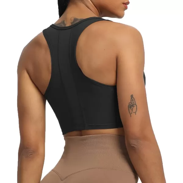 imageAoxjox Womens Workout Sports Bras Fitness Backless Viviana Padded Mesh Bra Yoga Crop Tank TopBlack