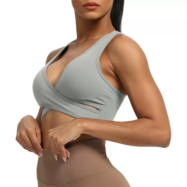 imageAoxjox Womens Workout Sports Bras Fitness Backless Viviana Padded Mesh Bra Yoga Crop Tank TopGrey