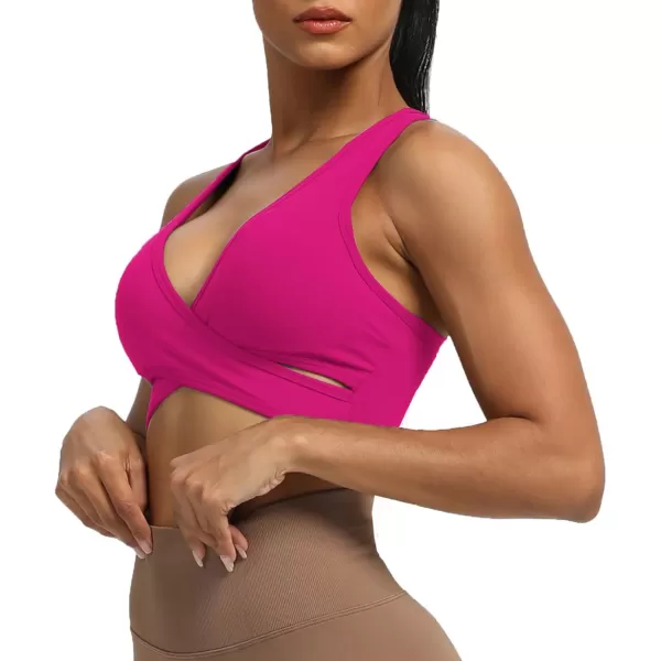 imageAoxjox Womens Workout Sports Bras Fitness Backless Viviana Padded Mesh Bra Yoga Crop Tank TopRose Red