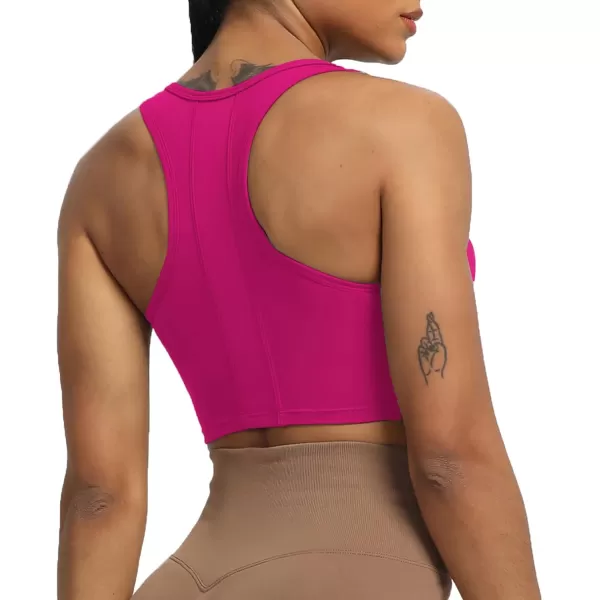 imageAoxjox Womens Workout Sports Bras Fitness Backless Viviana Padded Mesh Bra Yoga Crop Tank TopRose Red