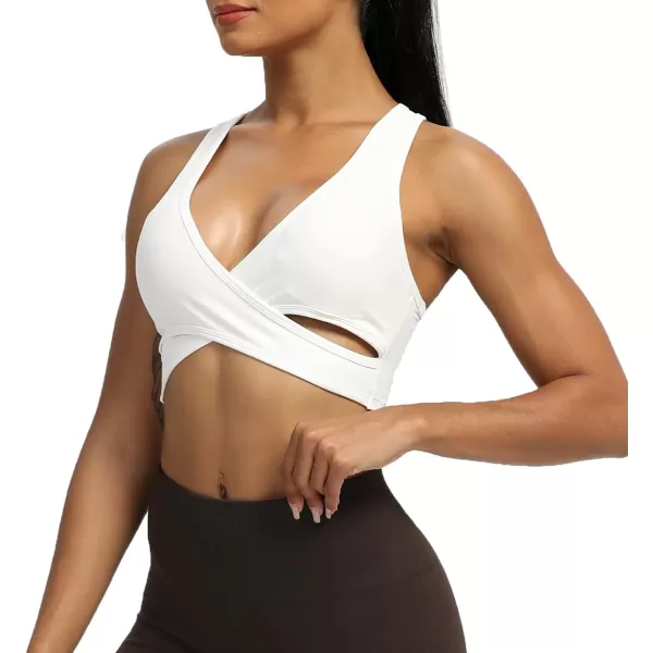 imageAoxjox Womens Workout Sports Bras Fitness Backless Viviana Padded Mesh Bra Yoga Crop Tank TopWhite