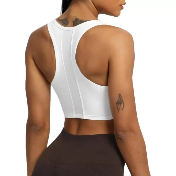 imageAoxjox Womens Workout Sports Bras Fitness Backless Viviana Padded Mesh Bra Yoga Crop Tank TopWhite