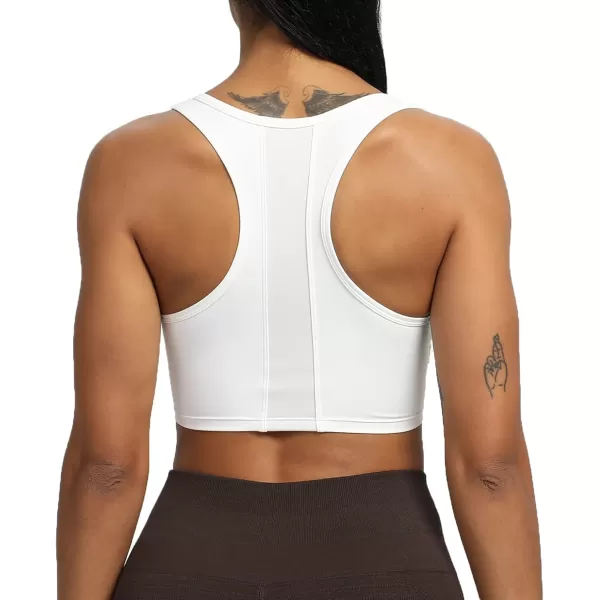imageAoxjox Womens Workout Sports Bras Fitness Backless Viviana Padded Mesh Bra Yoga Crop Tank TopWhite