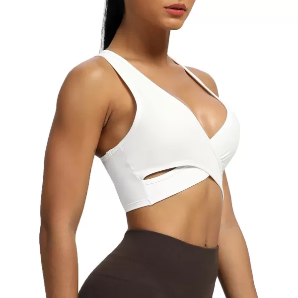 imageAoxjox Womens Workout Sports Bras Fitness Backless Viviana Padded Mesh Bra Yoga Crop Tank TopWhite