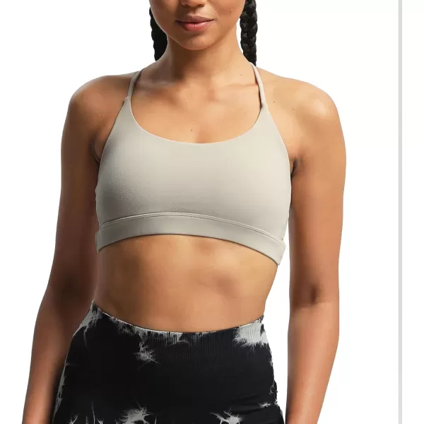 imageAoxjox Womens Workout Sports Bras Fitness Julie Crossback Thin Straps Padded Low Impact Bra Yoga Crop Tank TopMink