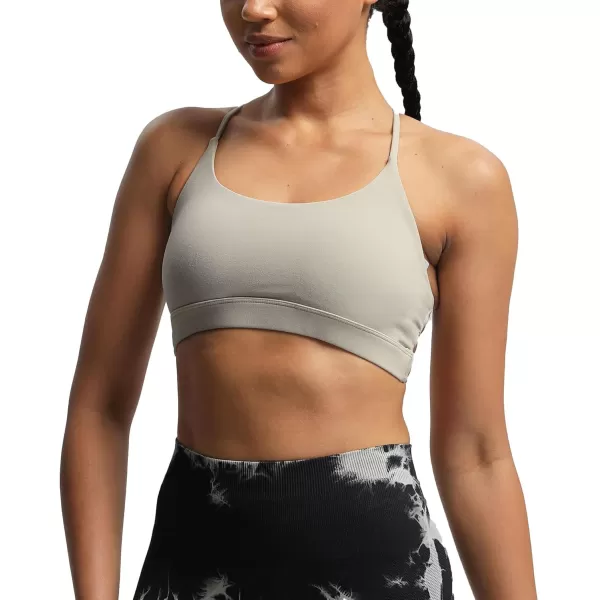 imageAoxjox Womens Workout Sports Bras Fitness Julie Crossback Thin Straps Padded Low Impact Bra Yoga Crop Tank TopMink