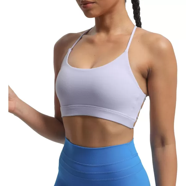 imageAoxjox Womens Workout Sports Bras Fitness Julie Crossback Thin Straps Padded Low Impact Bra Yoga Crop Tank TopPurple Heather
