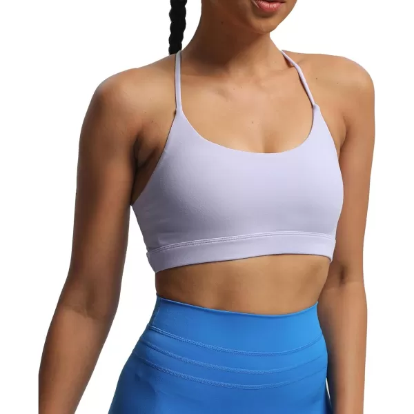imageAoxjox Womens Workout Sports Bras Fitness Julie Crossback Thin Straps Padded Low Impact Bra Yoga Crop Tank TopPurple Heather