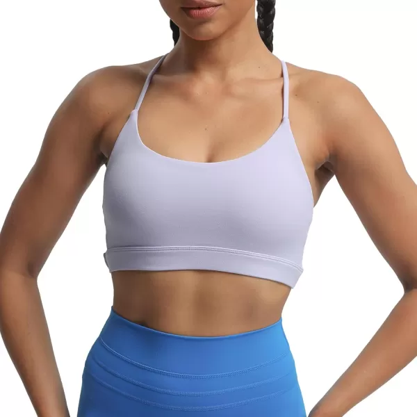 imageAoxjox Womens Workout Sports Bras Fitness Julie Crossback Thin Straps Padded Low Impact Bra Yoga Crop Tank TopPurple Heather