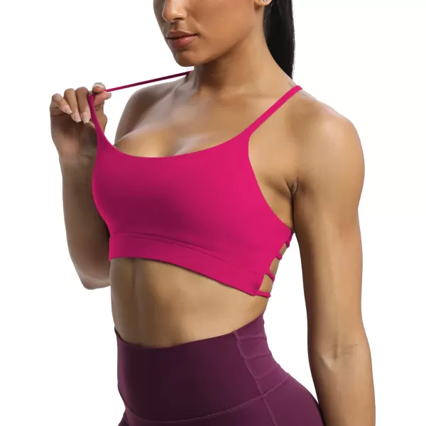 imageAoxjox Womens Workout Sports Bras Fitness Julie Crossback Thin Straps Padded Low Impact Bra Yoga Crop Tank TopRose Red