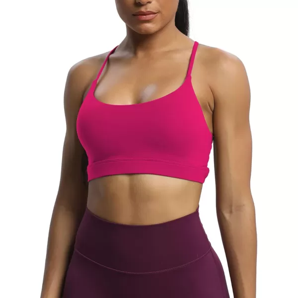 imageAoxjox Womens Workout Sports Bras Fitness Julie Crossback Thin Straps Padded Low Impact Bra Yoga Crop Tank TopRose Red