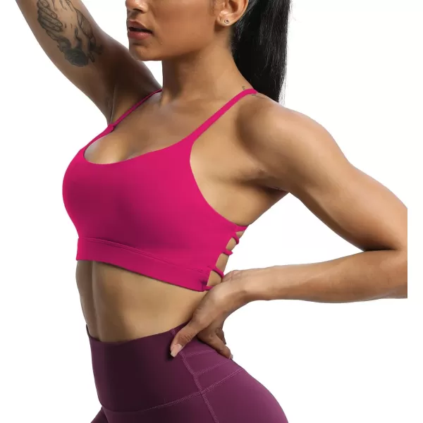 imageAoxjox Womens Workout Sports Bras Fitness Julie Crossback Thin Straps Padded Low Impact Bra Yoga Crop Tank TopRose Red
