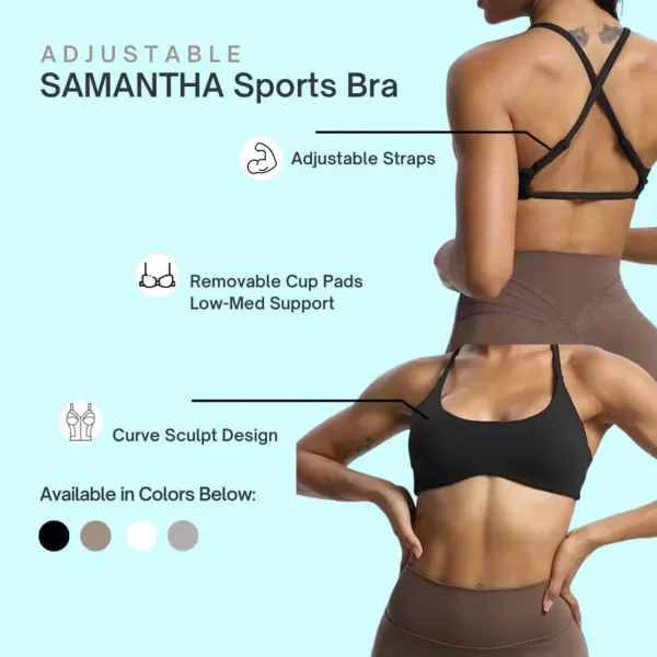 imageAoxjox Womens Workout Sports Bras Fitness Samantha Cross Back Adjusted Padded Bra Yoga Crop Tank TopFudge Coffee