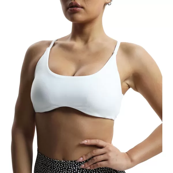 imageAoxjox Womens Workout Sports Bras Fitness Samantha Cross Back Adjusted Padded Bra Yoga Crop Tank TopWhite