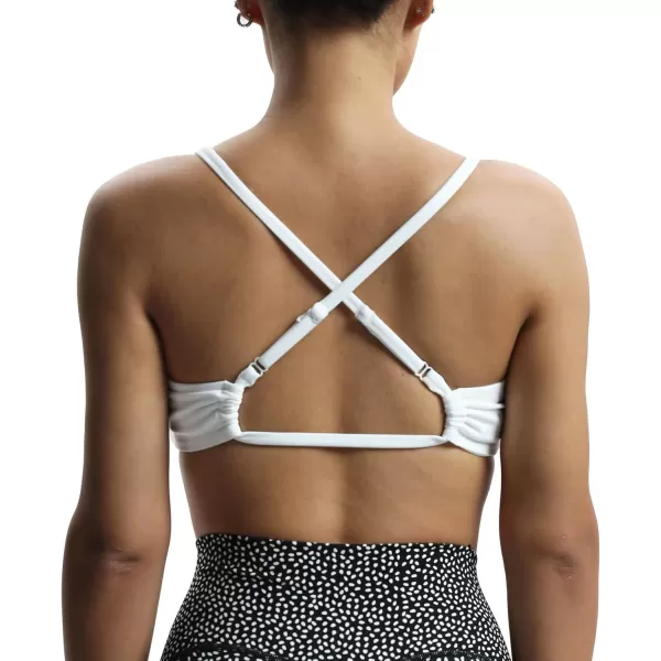 imageAoxjox Womens Workout Sports Bras Fitness Samantha Cross Back Adjusted Padded Bra Yoga Crop Tank TopWhite
