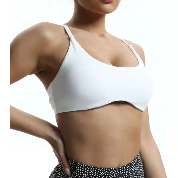 imageAoxjox Womens Workout Sports Bras Fitness Samantha Cross Back Adjusted Padded Bra Yoga Crop Tank TopWhite