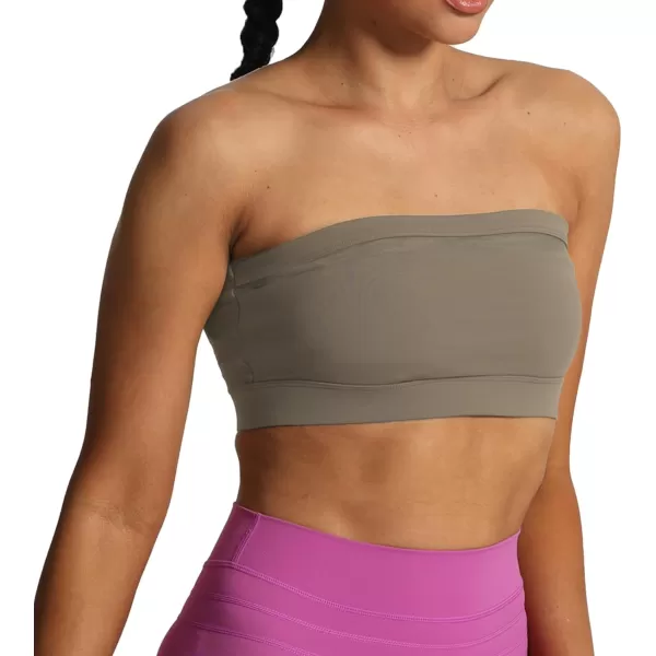 imageAoxjox Womens Workout Strapless Bandeau Bra Mesh Sports Bras Training Fitness Running Yoga Crop Tank TopDriftwood