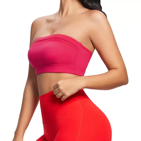 imageAoxjox Womens Workout Strapless Bandeau Bra Mesh Sports Bras Training Fitness Running Yoga Crop Tank TopLove Potion