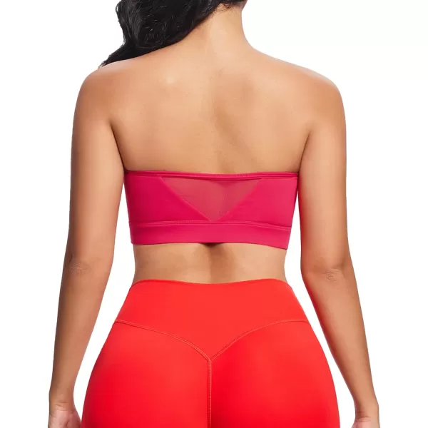 imageAoxjox Womens Workout Strapless Bandeau Bra Mesh Sports Bras Training Fitness Running Yoga Crop Tank TopLove Potion