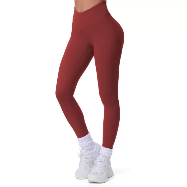 imageAoxjox Workout Leggings for Women Tummy Control Athletic Gym Running Vanity V Waist Hidden Scrunch Yoga PantsBurgundy
