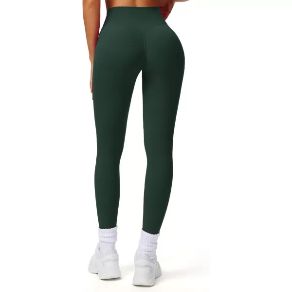 imageAoxjox Workout Leggings for Women Tummy Control Athletic Gym Running Vanity V Waist Hidden Scrunch Yoga PantsForest Green