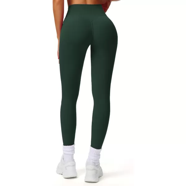 imageAoxjox Workout Leggings for Women Tummy Control Athletic Gym Running Vanity V Waist Hidden Scrunch Yoga PantsForest Green