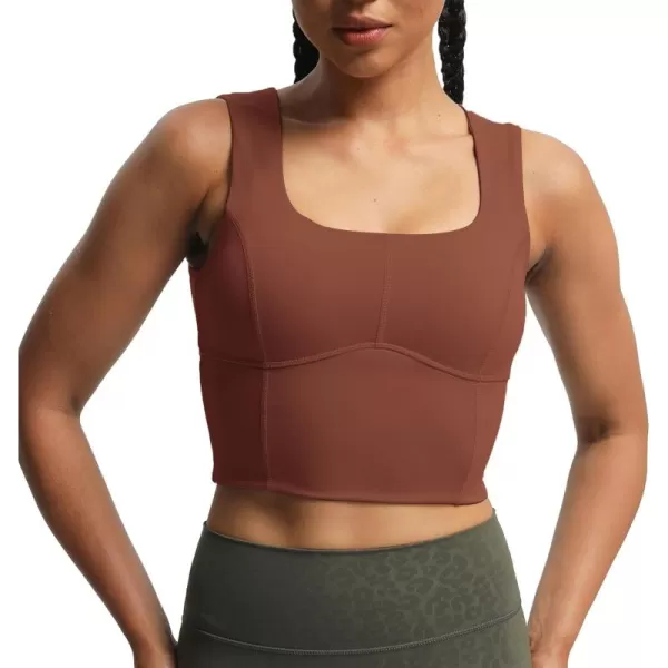 imageAoxjox Womens Workout Longline Every Tank Top Fitness Padded Training High Impact Gym Sports Bras Yoga CropCherry Mahogany