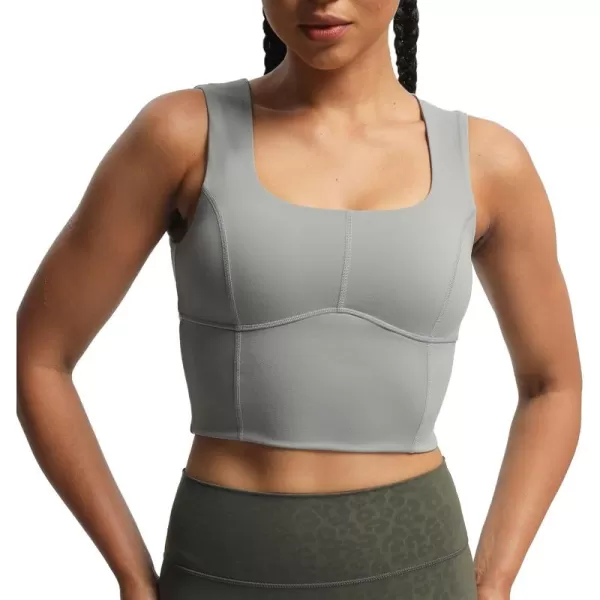 imageAoxjox Womens Workout Longline Every Tank Top Fitness Padded Training High Impact Gym Sports Bras Yoga CropGrey