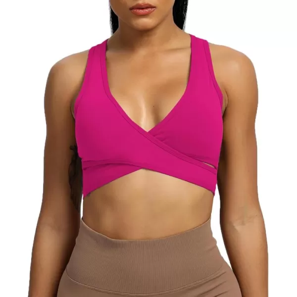 imageAoxjox Womens Workout Sports Bras Fitness Backless Viviana Padded Mesh Bra Yoga Crop Tank TopRose Red
