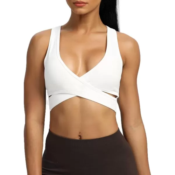 imageAoxjox Womens Workout Sports Bras Fitness Backless Viviana Padded Mesh Bra Yoga Crop Tank TopWhite