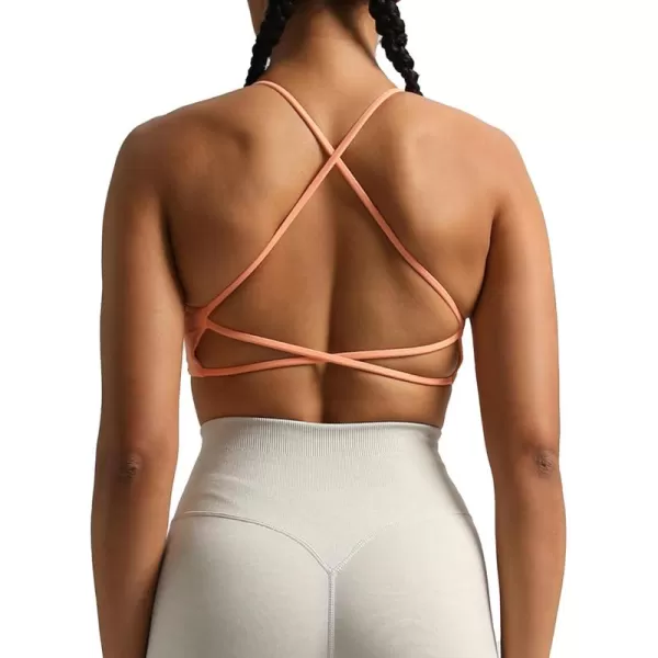 imageAoxjox Womens Workout Sports Bras Fitness Veronica Cross Back Padded Low Impact Twist Bra Yoga Crop Tank TopPapaya