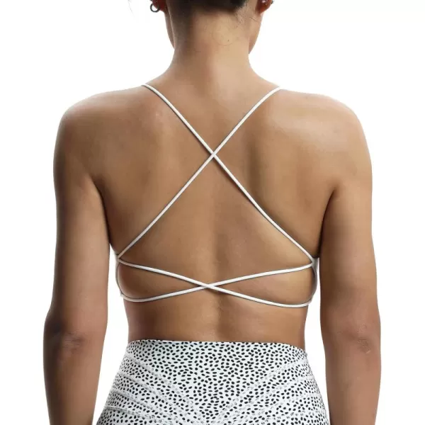 imageAoxjox Womens Workout Sports Bras Fitness Veronica Cross Back Padded Low Impact Twist Bra Yoga Crop Tank TopWhite