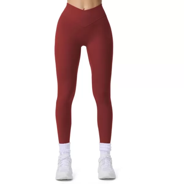 imageAoxjox Workout Leggings for Women Tummy Control Athletic Gym Running Vanity V Waist Hidden Scrunch Yoga PantsBurgundy