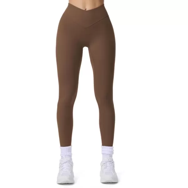 imageAoxjox Workout Leggings for Women Tummy Control Athletic Gym Running Vanity V Waist Hidden Scrunch Yoga PantsFudge Coffee