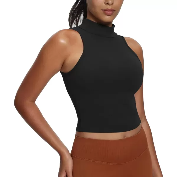 imageAoxjox Womens High Neck Tank Top Sleeveless Kim Cutout Tank Training Workout T Shirt TopBlack