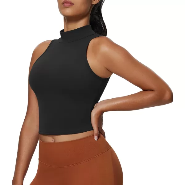imageAoxjox Womens High Neck Tank Top Sleeveless Kim Cutout Tank Training Workout T Shirt TopBlack