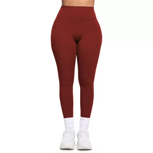 imageAoxjox Womens Workout Leggings Hidden Scrunch Butt Lifting High Waist Tummy Control Gym Workout Yoga PantsBurgundy