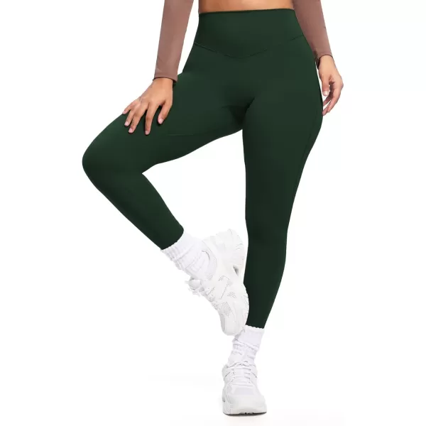 imageAoxjox Womens Workout Leggings Hidden Scrunch Butt Lifting High Waist Tummy Control Gym Workout Yoga PantsForest Green