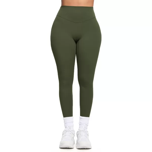imageAoxjox Womens Workout Leggings Hidden Scrunch Butt Lifting High Waist Tummy Control Gym Workout Yoga PantsOlive Green