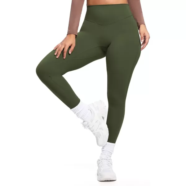 imageAoxjox Womens Workout Leggings Hidden Scrunch Butt Lifting High Waist Tummy Control Gym Workout Yoga PantsOlive Green