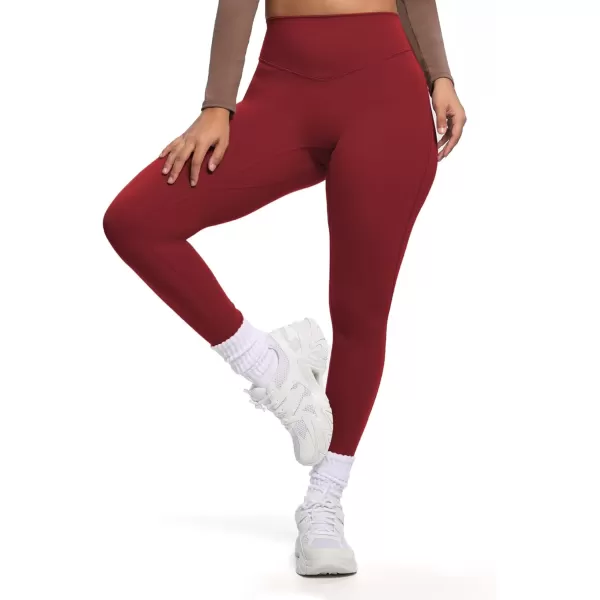 imageAoxjox Womens Workout Leggings Hidden Scrunch Butt Lifting High Waist Tummy Control Gym Workout Yoga PantsRumba Red